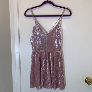 Blush pink velvet romper